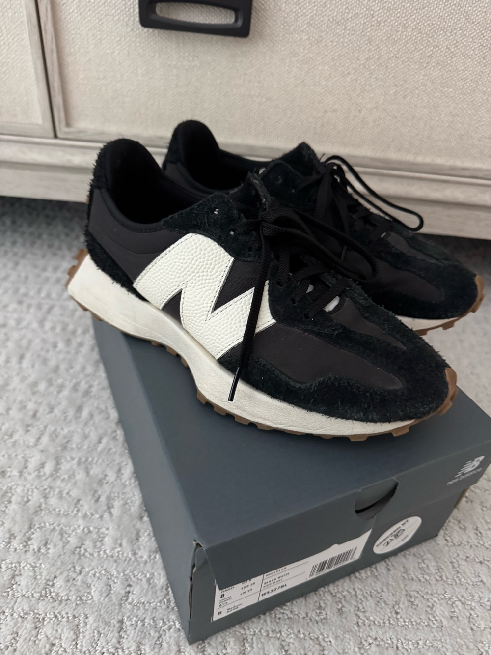 New Balance Black and Cream 327 Lifestyle Sneakers